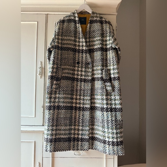 ZARA Long Plaid Lightweight Overcoat - Picture 2 of 8